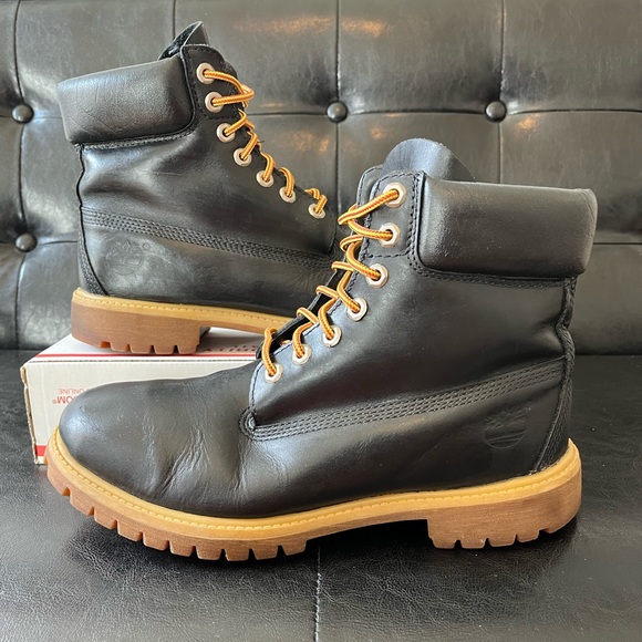 Timberland 6163A Black Full Grain Leather 6” Waterproof Boots Sz 9.5 - Picture 1 of 7